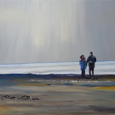 Honfleur couple sur la plage